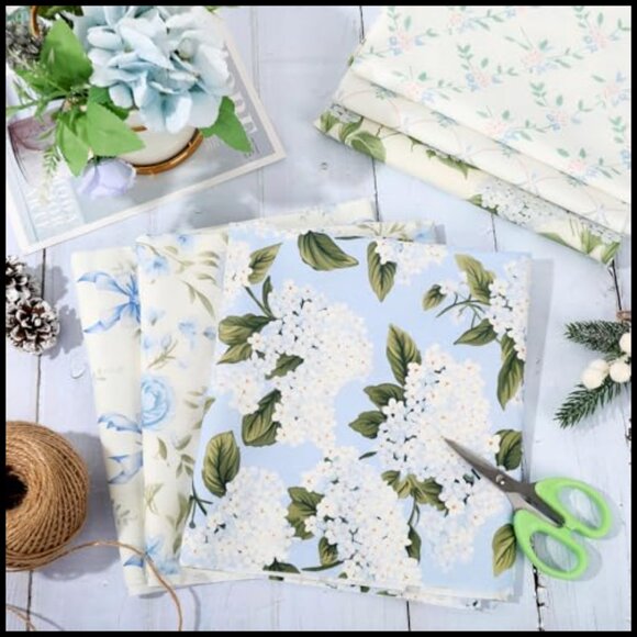 Cotton Fabric Fat Quarters Floral Plaid Stripe DIY Sewing Craft Bundles - Picture 4 of 6